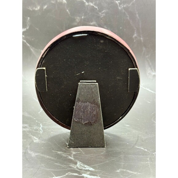 Vintage Ornate Carved Oval Faux Wood Framed Mirror 8" X 6.25" Stands - Picture 6 of 7